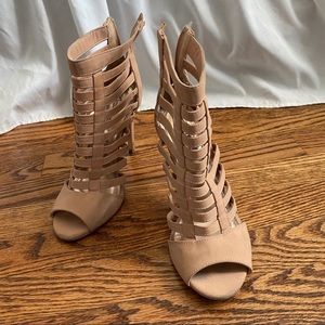 Nude Strappy ankle Heels